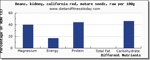 chart to show highest magnesium in kidney beans per 100g